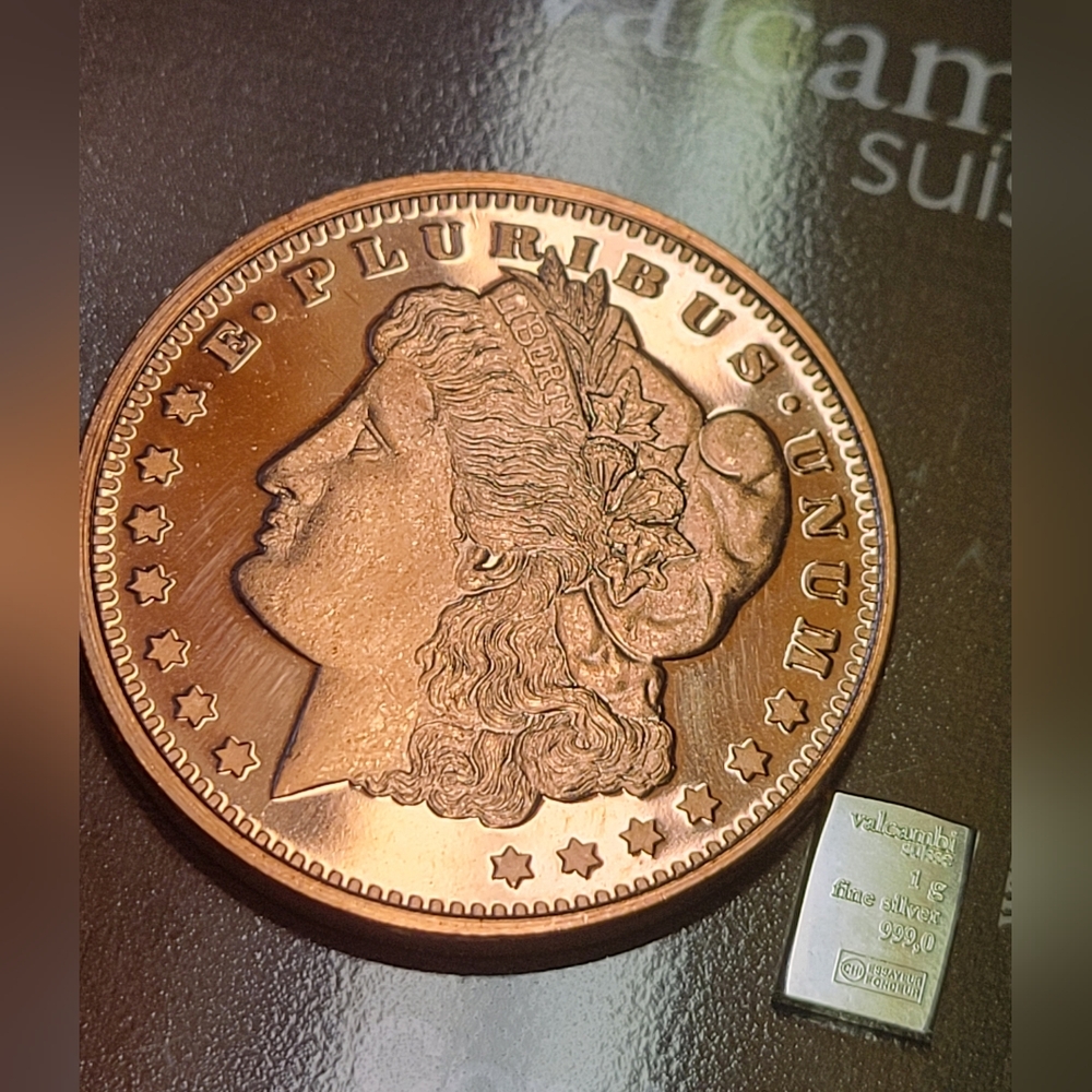 Bundle Copper & Silver - Morgan - 1 Oz .999 Fine Copper & 1 G .999 Silver Bundle